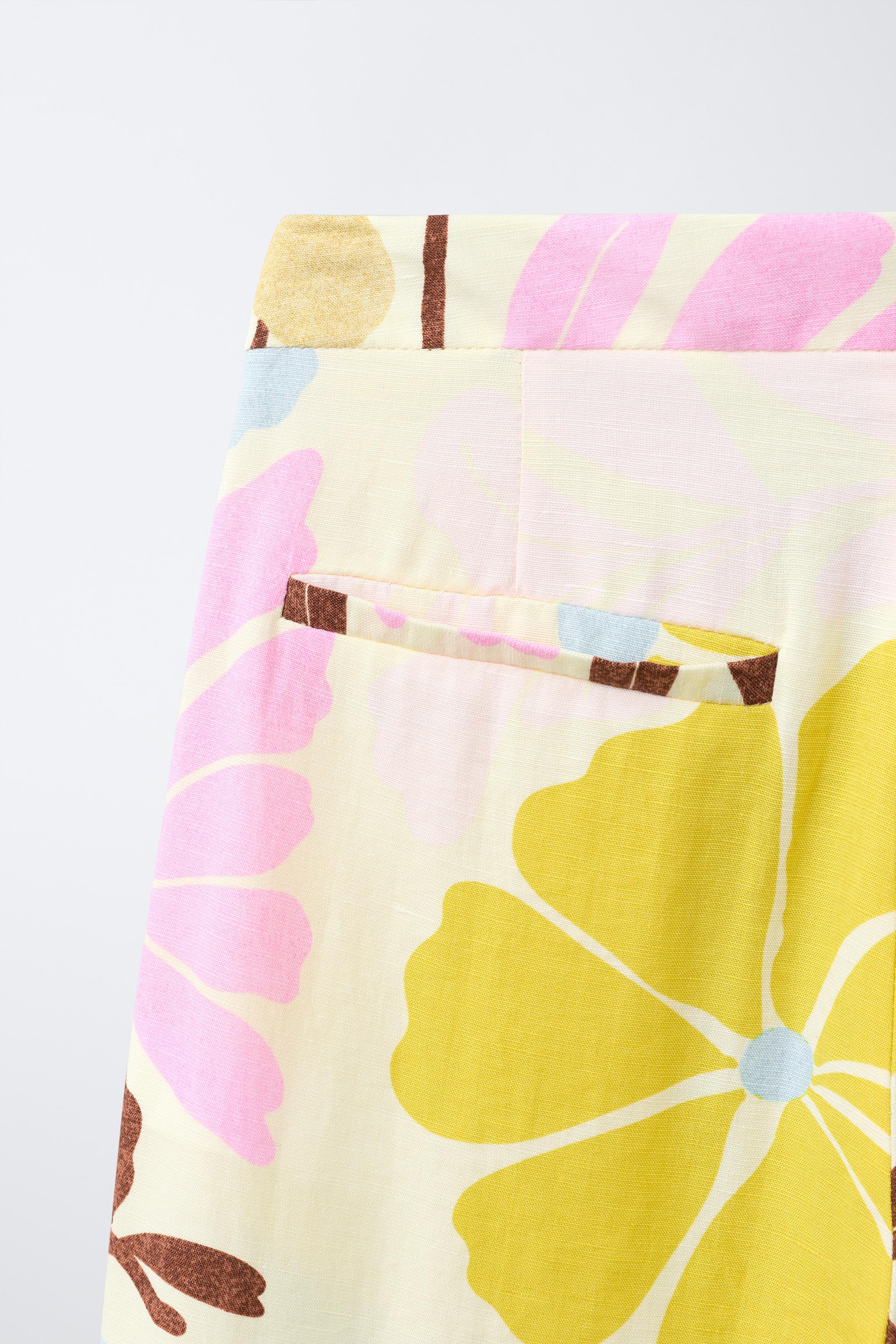 FLORAL PRINT LINEN PANTS